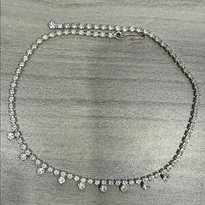 VINTAGE: Elegant Silver Tone Necklace with Crystal Accents